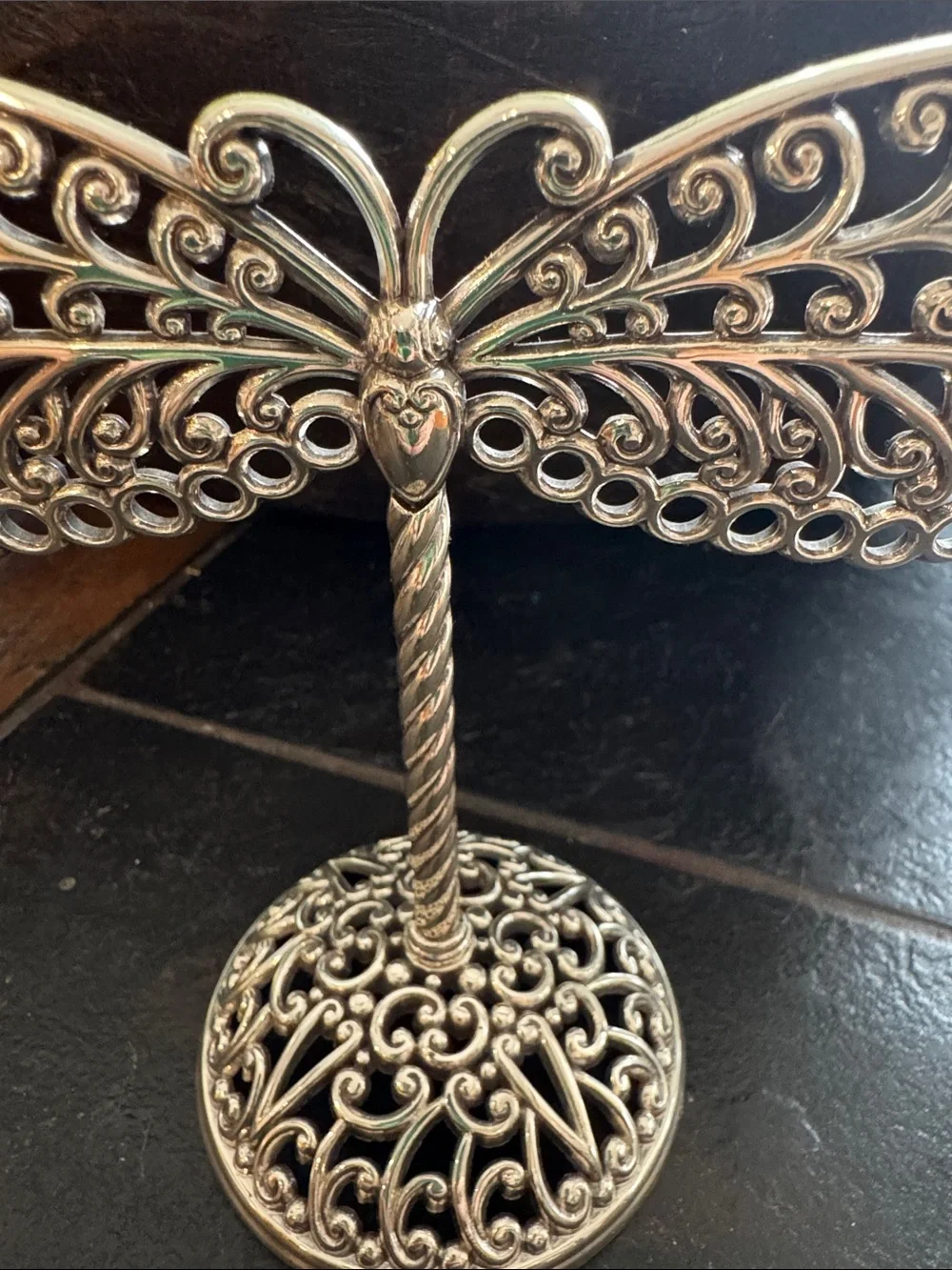 Brighton Silver Filigree Dragonfly Jewelry Stand NEW NWT